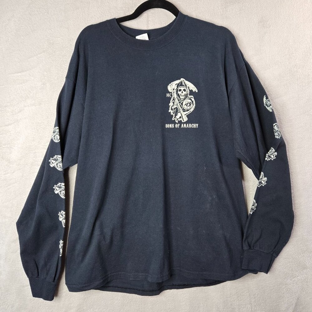 Sons of Anarchy XL Men's Long Sleeve tshirt Crew Neck Gilden Motorcycle Skull